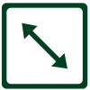 Pictogram met een diagonale pijl voor het formaat