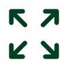 Pictogram met vier pijlen die naar buiten wijzen