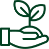 Icoon van een hand met een plant voor welzijn
